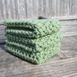 Green Cotton Wash Cloth Set..