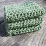Green Cotton Wash Cloth Set..