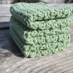 Green Cotton Wash Cloth Set..